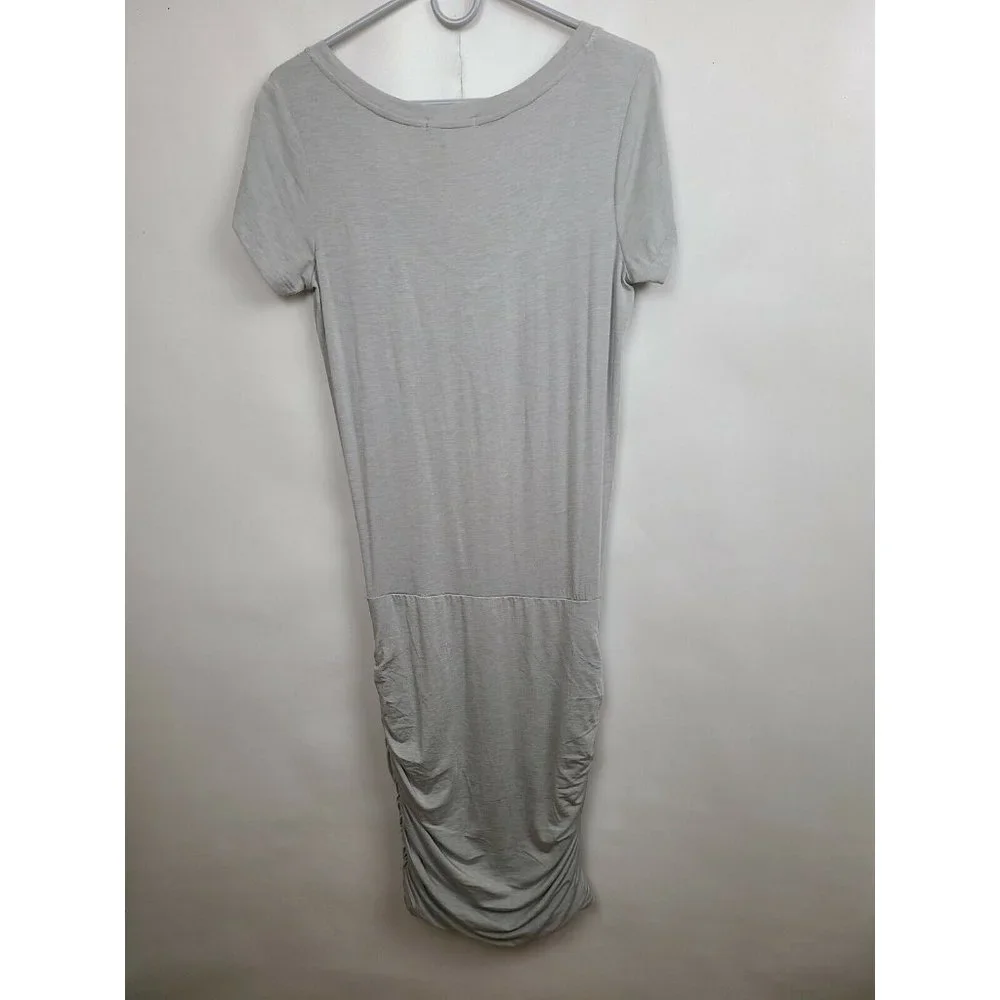 Prana Light Gray Ruched Fitted Jersey NEW Foundation Dress Size Small - Picture 8 of 8